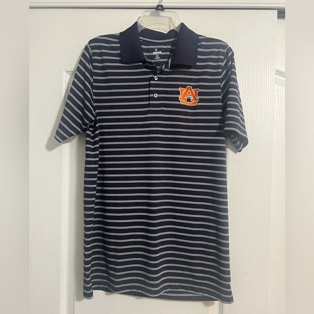 Auburn striped shirt sleeve polo shirt